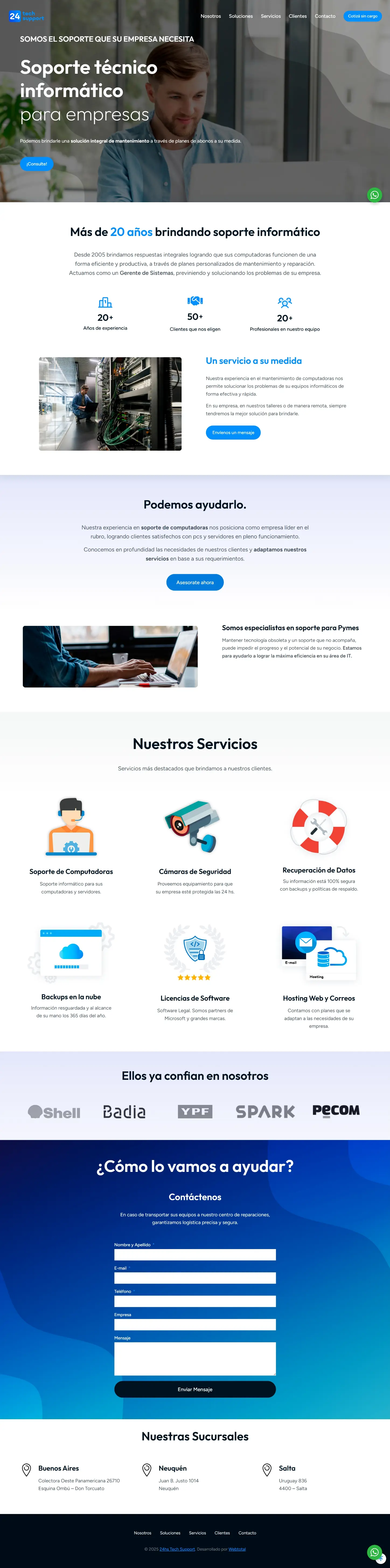 24hs Tech Support — web desarrollada por Webtotal